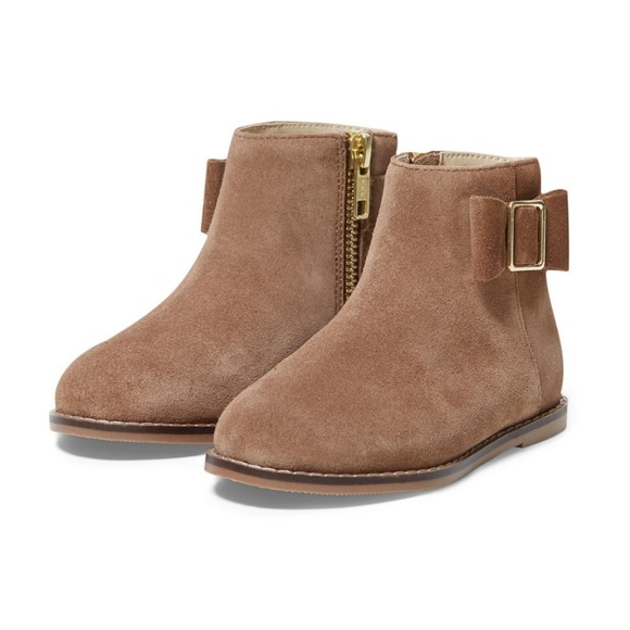 Janie and Jack | Suede Bow Bootie, Praline Brown - Picture 1 of 8
